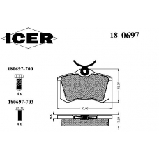 180697 ICER Комплект тормозных колодок, дисковый тормоз