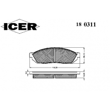 180311 ICER Комплект тормозных колодок, дисковый тормоз