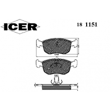 181151 ICER Комплект тормозных колодок, дисковый тормоз