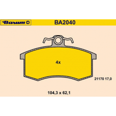 BA2040 BARUM Комплект тормозных колодок, дисковый тормоз