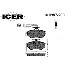 180987-700 ICER Комплект тормозных колодок, дисковый тормоз
