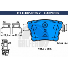 B1.G102-0625.2 GALFER Комплект тормозных колодок, дисковый тормоз