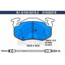 B1.G102-0219.2 GALFER Комплект тормозных колодок, дисковый тормоз