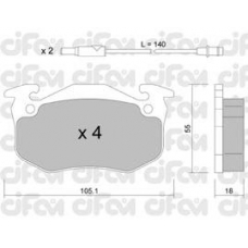 822-036-1 CIFAM Комплект тормозных колодок, дисковый тормоз