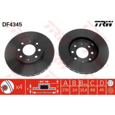 DF4345 TRW Тормозной диск
