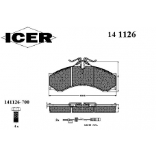 141126 ICER Комплект тормозных колодок, дисковый тормоз