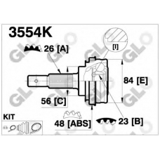 3554K GLO Шарнирный комплект, приводной вал