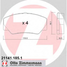 21141.185.1 ZIMMERMANN Комплект тормозных колодок, дисковый тормоз