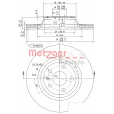 25148 V METZGER Тормозной диск