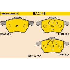 BA2148 BARUM Комплект тормозных колодок, дисковый тормоз