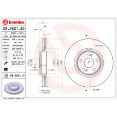 09.9821.21 BREMBO Тормозной диск