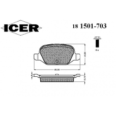 181501-703 ICER Комплект тормозных колодок, дисковый тормоз