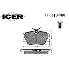 180510-700 ICER Комплект тормозных колодок, дисковый тормоз