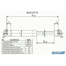 BGS10774 BUGIAD Газовая пружина, крышка багажник