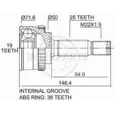 OJ-0653 InterParts Шарнирный комплект, приводной вал