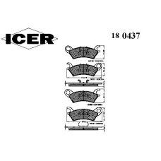 180437 ICER Комплект тормозных колодок, дисковый тормоз