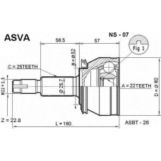 NS-07 ASVA Шарнирный комплект, приводной вал