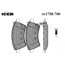 181758-700 ICER Комплект тормозных колодок, дисковый тормоз