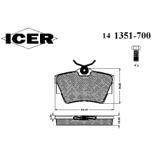 141351-700 ICER Комплект тормозных колодок, дисковый тормоз
