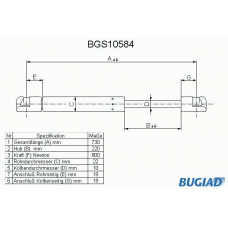 BGS10584 BUGIAD Газовая пружина, крышка багажник