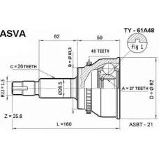 TY-61A48 ASVA Шарнирный комплект, приводной вал