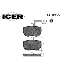 140935 ICER Комплект тормозных колодок, дисковый тормоз