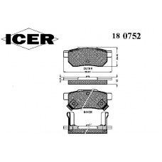 180752 ICER Комплект тормозных колодок, дисковый тормоз