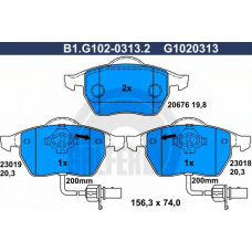 B1.G102-0313.2 GALFER Комплект тормозных колодок, дисковый тормоз