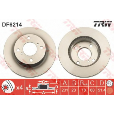 DF6214 TRW Тормозной диск