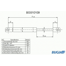 BGS10109 BUGIAD Газовая пружина, крышка багажник