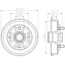 8DT 355 302-061 HELLA PAGID Тормозной барабан