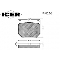 180166 ICER Комплект тормозных колодок, дисковый тормоз