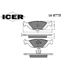 180775 ICER Комплект тормозных колодок, дисковый тормоз