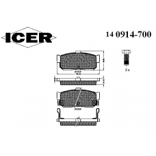 140914-700 ICER Комплект тормозных колодок, дисковый тормоз