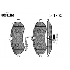 141802 ICER Комплект тормозных колодок, дисковый тормоз