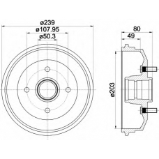 8DT 355 301-361 HELLA Тормозной барабан