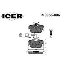 180766-006 ICER Комплект тормозных колодок, дисковый тормоз