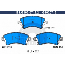 B1.G102-0712.2 GALFER Комплект тормозных колодок, дисковый тормоз