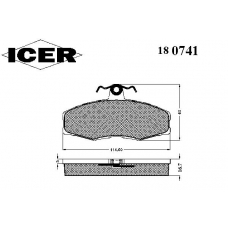 180741 ICER Комплект тормозных колодок, дисковый тормоз