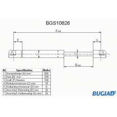 BGS10626 BUGIAD Газовая пружина, крышка багажник