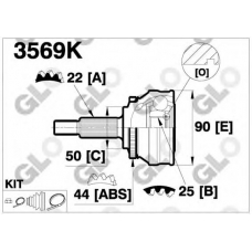 3569K GLO Шарнирный комплект, приводной вал