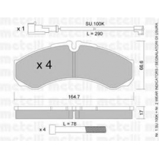 22-0212-4K METELLI Комплект тормозных колодок, дисковый тормоз