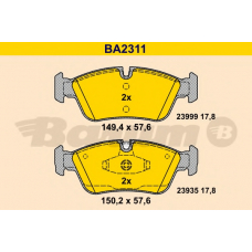 BA2311 BARUM Комплект тормозных колодок, дисковый тормоз