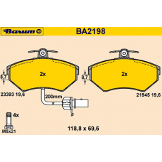 BA2198 BARUM Комплект тормозных колодок, дисковый тормоз