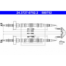 24.3727-0752.2 ATE Трос, стояночная тормозная система