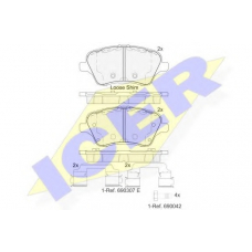 182108 ICER Комплект тормозных колодок, дисковый тормоз