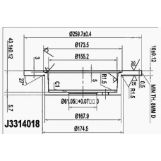 J3314018 NIPPARTS Тормозной диск