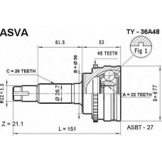 TY-36A48 ASVA Шарнирный комплект, приводной вал