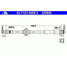 83.7101-9489.3 ATE Тормозной шланг