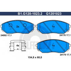 B1.G120-1023.2 GALFER Комплект тормозных колодок, дисковый тормоз